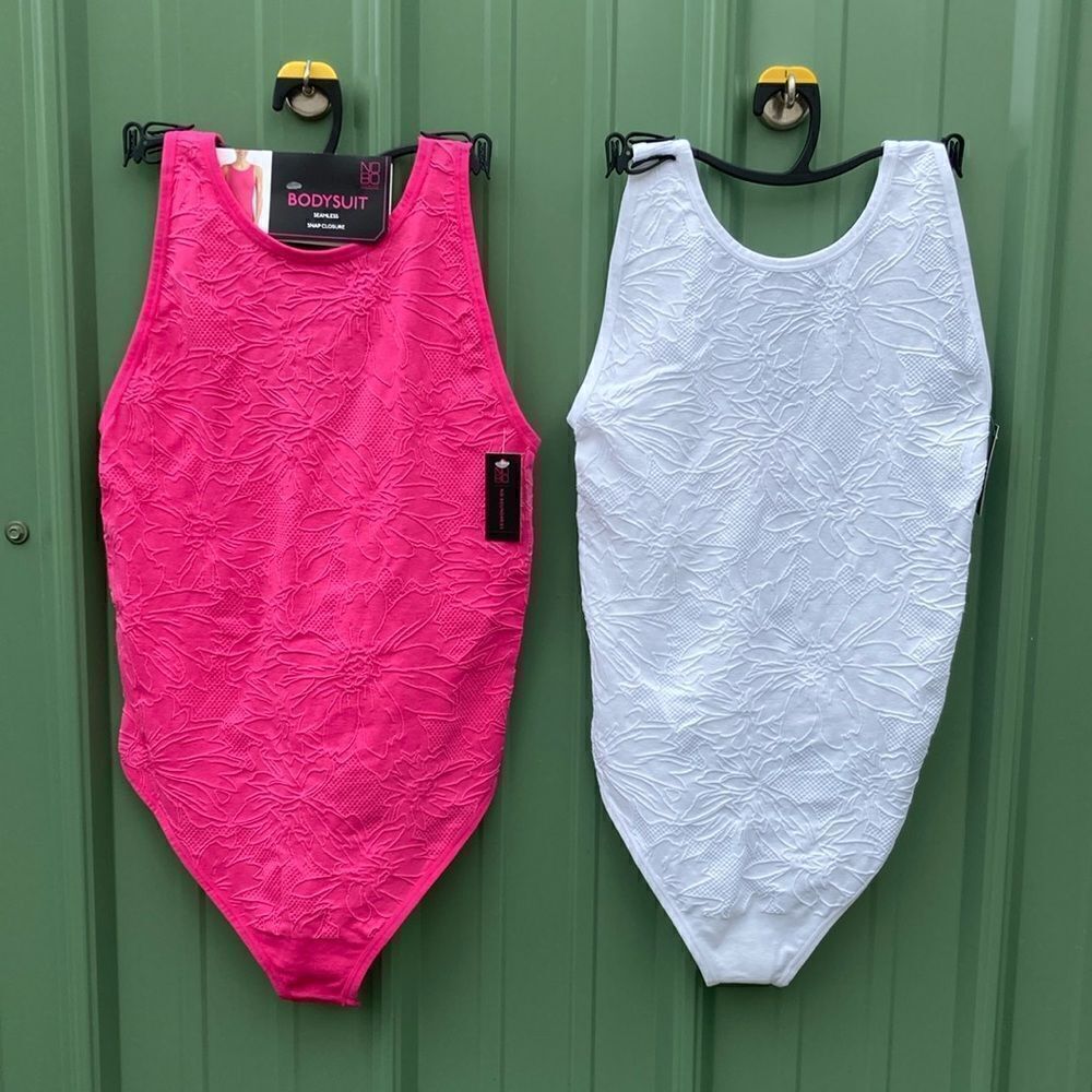 Women’s Juniors' Textured Floral Sleeveless Bodysuit Top 2-Pack Size L